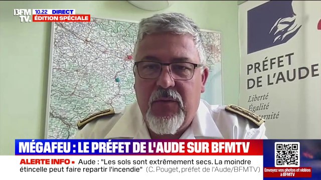 Incendie dans l’Aude: Christian Pouget, préfet de l’Aude, assure que le feu “progresse sous contrôle”