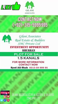 Land For Sale 1.5 Kanal Bhurban Galiyat Pakistan. Gilani Associates Real Estate and Builders