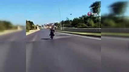 Karayolunda tek teker şov pahalı maloldu