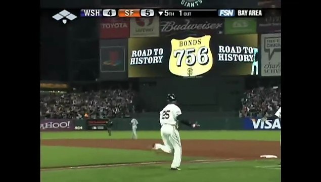 Bonds rompe el récord de Aaron con el número 756