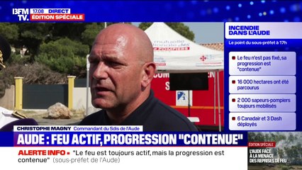 Incendie dans l'Aude: "On a énormément de dons, de gens qui veulent soutenir les habitants et les pompiers", souligne le colonel Christophe Magny, directeur du SDIS 11