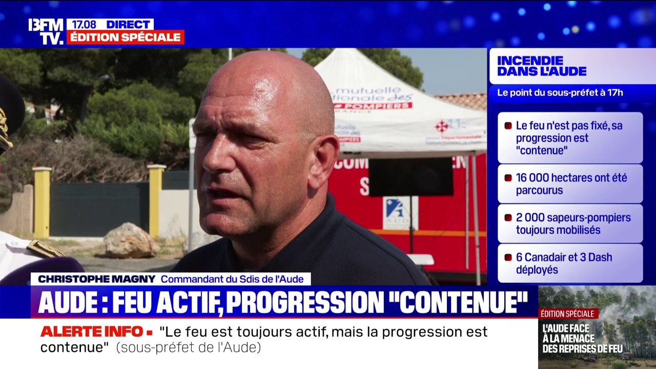 Incendie dans l'Aude: "On a énormément de dons, de gens qui veulent soutenir les habitants et les pompiers", souligne le colonel Christophe Magny, directeur du SDIS 11