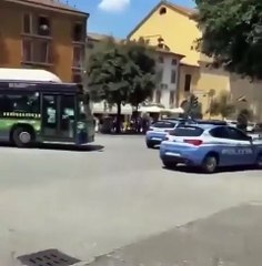 A North African man with a machete threatens Italian women and is run over by the police. Problem solved.