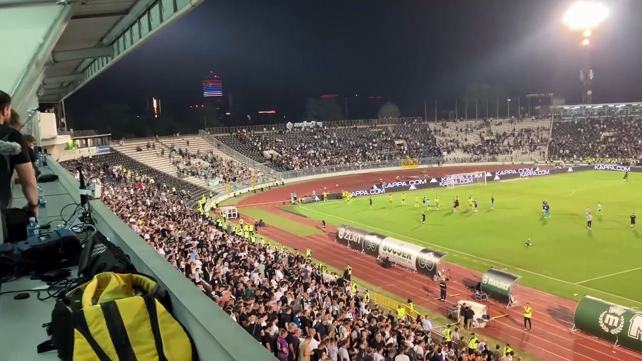 Post-match celebrations for Hibs in Belgrade.