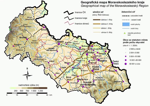 Map of Moravian-Silesian Region. Peta Daerah Moravia-Silesia. Moravian-Silesian Region Map. Map of Region of Moravian-Silesian. Region of Moravian-Silesian Map. Mapa Moravskoslezského kraje. Carte de la région de Moravie-Silésie. モラヴィア・スレスコ州の地図