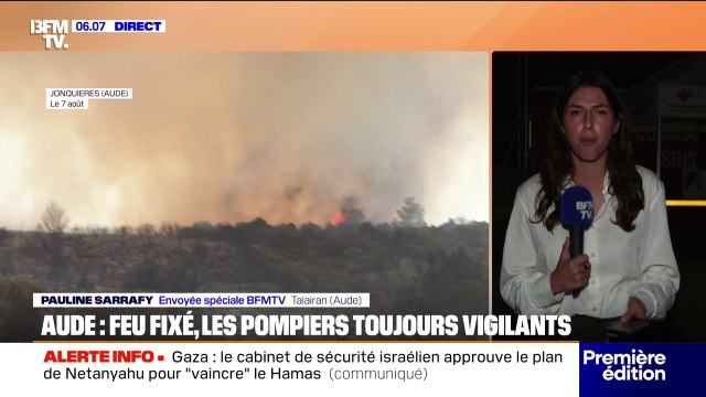 Incendie: le préfet de l'Aude indique que le feu est désormais fixé, les pompiers tentent maintenant de le maîtriser