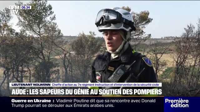 Feu dans l'Aude: au cœur d'une équipe de militaires du Génie, qui viennent assister les sapeurs-pompiers face aux flammes