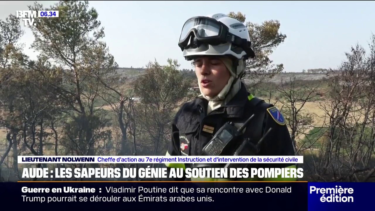 Feu dans l'Aude: au cœur d'une équipe de militaires du Génie, qui viennent assister les sapeurs-pompiers face aux flammes