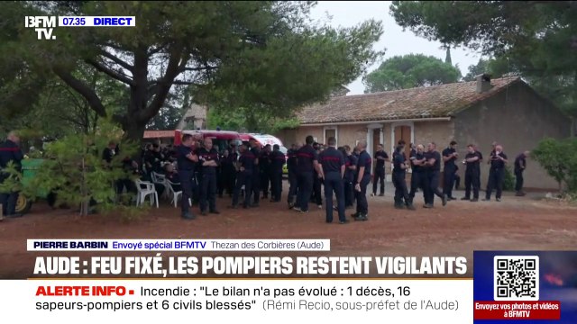 Feu dans l'Aude: le feu désormais fixé, les équipes de sapeurs-pompiers sont sur le qui-vive ce vendredi matin