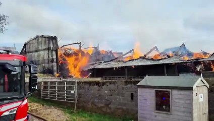 Dramatic footage of major barn fire near Church Stretton