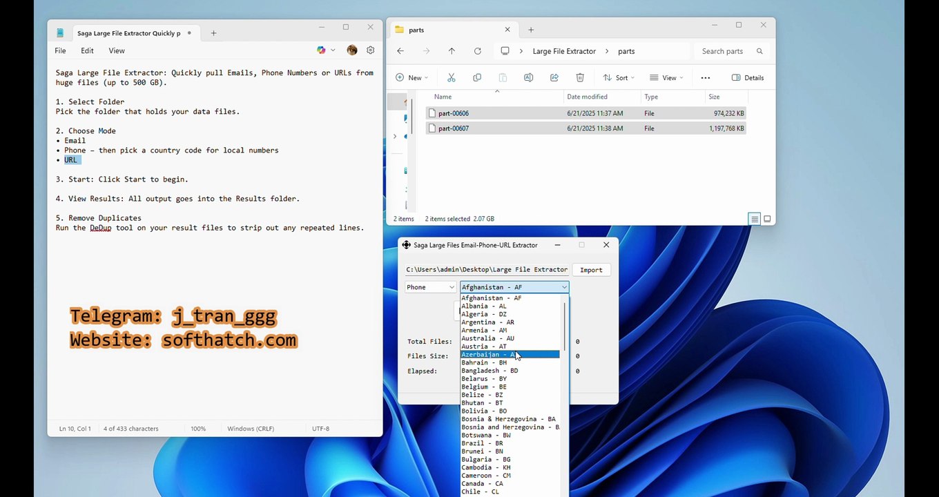 Saga Large File Email-Phone-URL Extractor