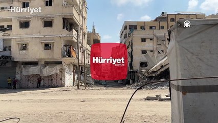 İsrail'in Gazze’de bir binaya yönelik saldırı anı görüntülendi