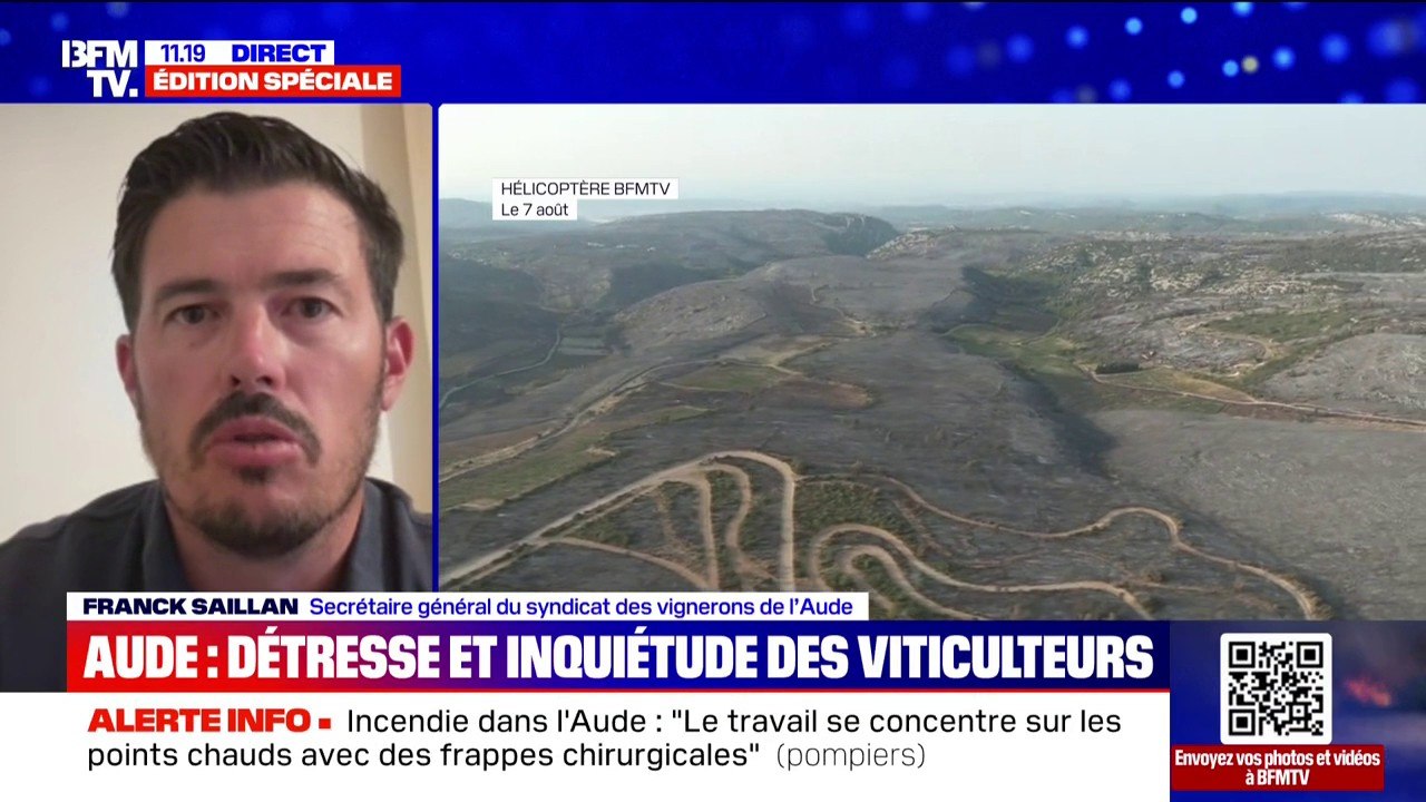 Feu fixé dans l’Aude: le secrétaire général du syndicat des vignerons de l’Aude craint un “bilan assez catastrophique”