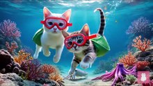 Mama Cat Trims Fur on the Farm and Makes Shark Hat For Kittens At Home🐾🎩🐯_2