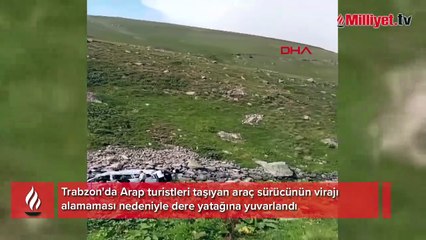 Arap turistleri taşıyan minibüs dere yatağına yuvarlandı: 2 ölü, 4 yaralı