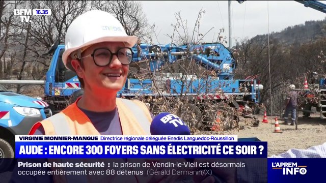 Feu fixé dans l'Aude: On a pour objectif qu'ils ne restent que 300 clients coupés ce soir , confie Virginie Monnier-Mangue, directrice régionale déléguée Enedis Languedoc-Roussillon