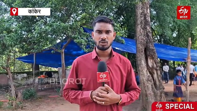 पेड़ के नीचे ब्लैकबोर्ड और तिरपाल के नीचे पढ़ाई, कांकेर के इस गांव में स्कूल और शिक्षा व्यवस्था 'जर्जर'