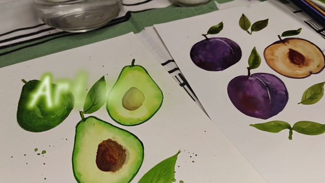 How to Paint Avocado & Plum in Watercolor | Easy Fruit Painting Tutorial