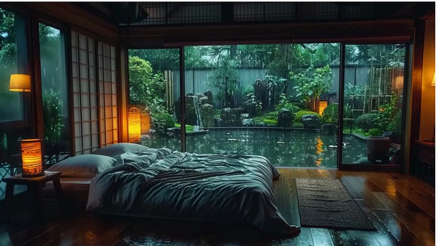 Go to Sleep Rain Falling on Window | Rain Sounds for Sleeping Problems, Insomnia Cozy Wooden House