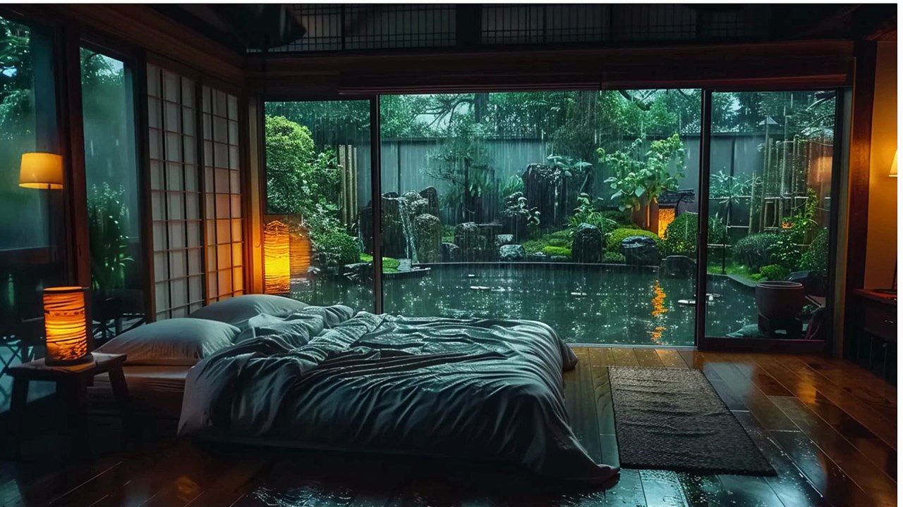 Go to Sleep Rain Falling on Window | Rain Sounds for Sleeping Problems, Insomnia Cozy Wooden House