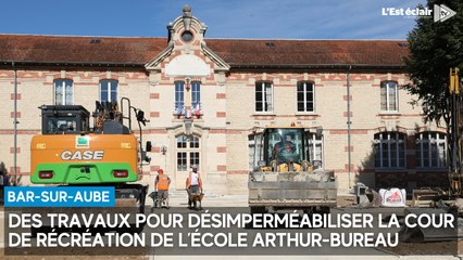 Des travaux dans la cour de l’école Arthur-Bureau à Bar-sur-Aube pour désimperméabiliser les sols