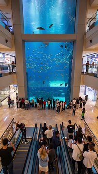 The aquarium test didn’t go as planned — a massive splash of water burst out and soaked the crowd