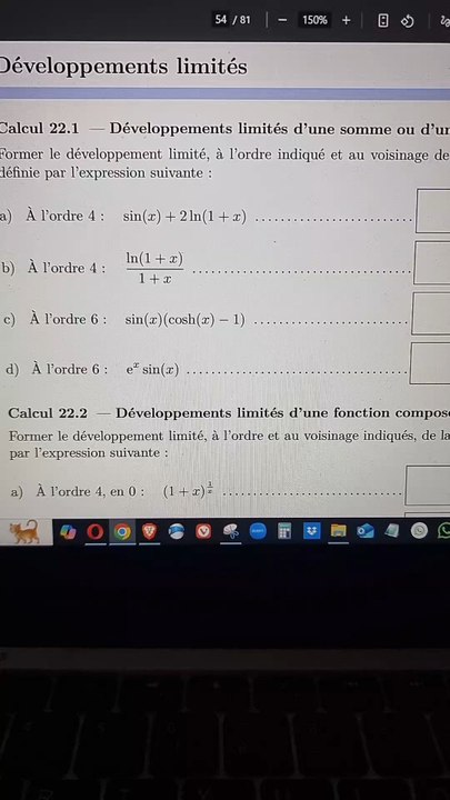 DL en 0 de exp(x)sin(x) tiré du cahier de calcul de Bardavid pour la prépa.#dl #calcul #prepa