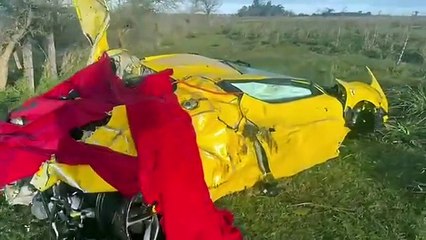 Así quedó la Ferrari tras el accidente