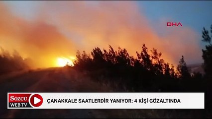 Çanakkale saatlerdir yanıyor: 4 kişi gözaltında