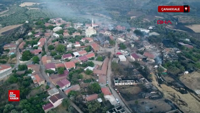 Çanakkale'de yanan alanlar ve evler havadan görüntülendi