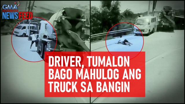 Driver, tumalon bago mahulog ang truck sa bangin | GMA Integrated Newsfeed