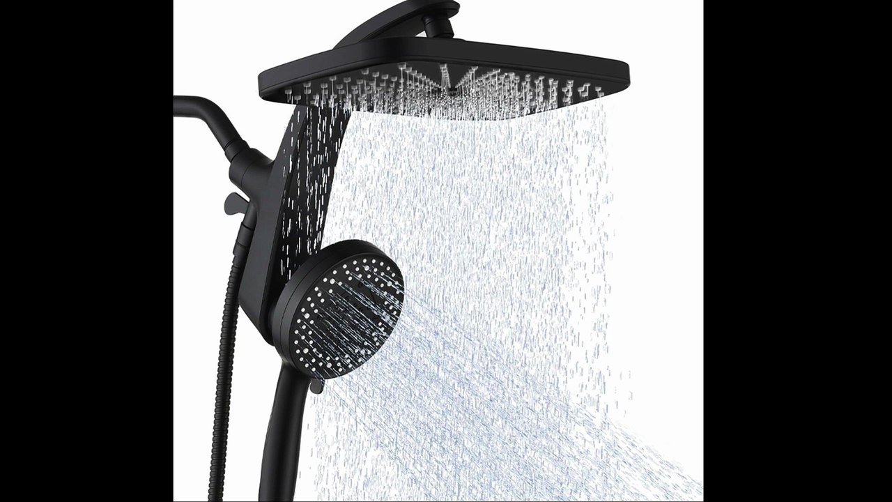 12-Inch High-Pressure Rain Shower Head with Handheld Combo & 10 Spray Settings – Dual Flow & Magnetic Docking