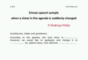 Emcee speech sample when a show in agenda is changed
