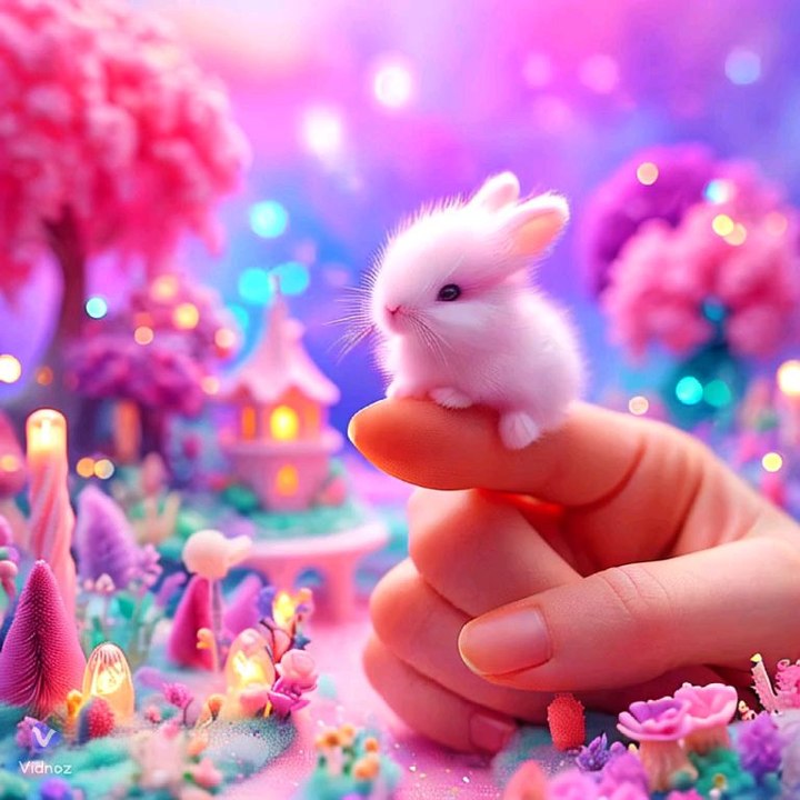 tiny rabbit on finger