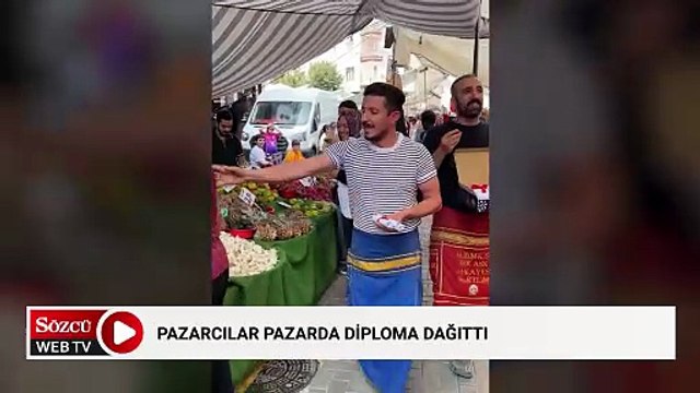 Pazarcılar pazarda diploma dağıttı