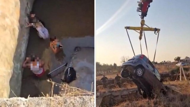 Il video dell'auto finita fuori strada e precipitata in una cisterna piena d'acqua piovana: attimi di paura per quattro ragazzi nel Salento