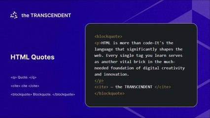 HTML Quotes কোটস--বাংলা -In Bengali #08 | #theTRANSCENDENT #tTʇ