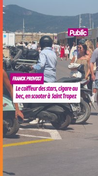 Franck Provost se balade, cigare au bec, en scooter à Saint Tropez