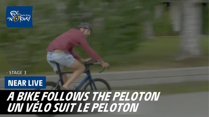 a bike follows the peloton - Stage 3 - Arctic Race of Norway 2025