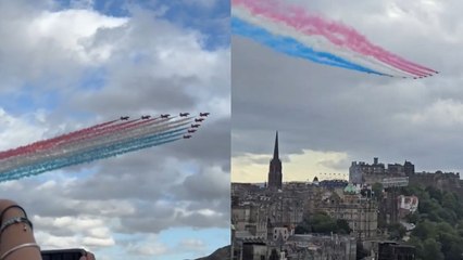 Red Arrows soar over Edinburgh Castle