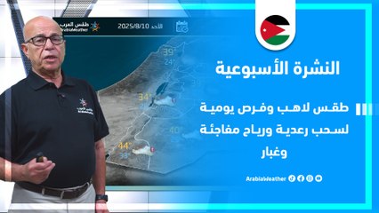 الأردن | طقس لاهب وفرص يومية لسحب رعدية ورياح مفاجئة وغبار