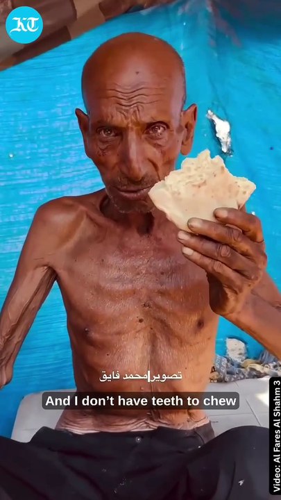 'Thank you, Sheikh Mohamed': Starving elderly Gazan with ribs sticking out receives UAE aid