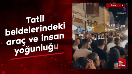 Tatil beldelerindeki araç ve insan yoğunluğu trafiği durma noktasına getirdi