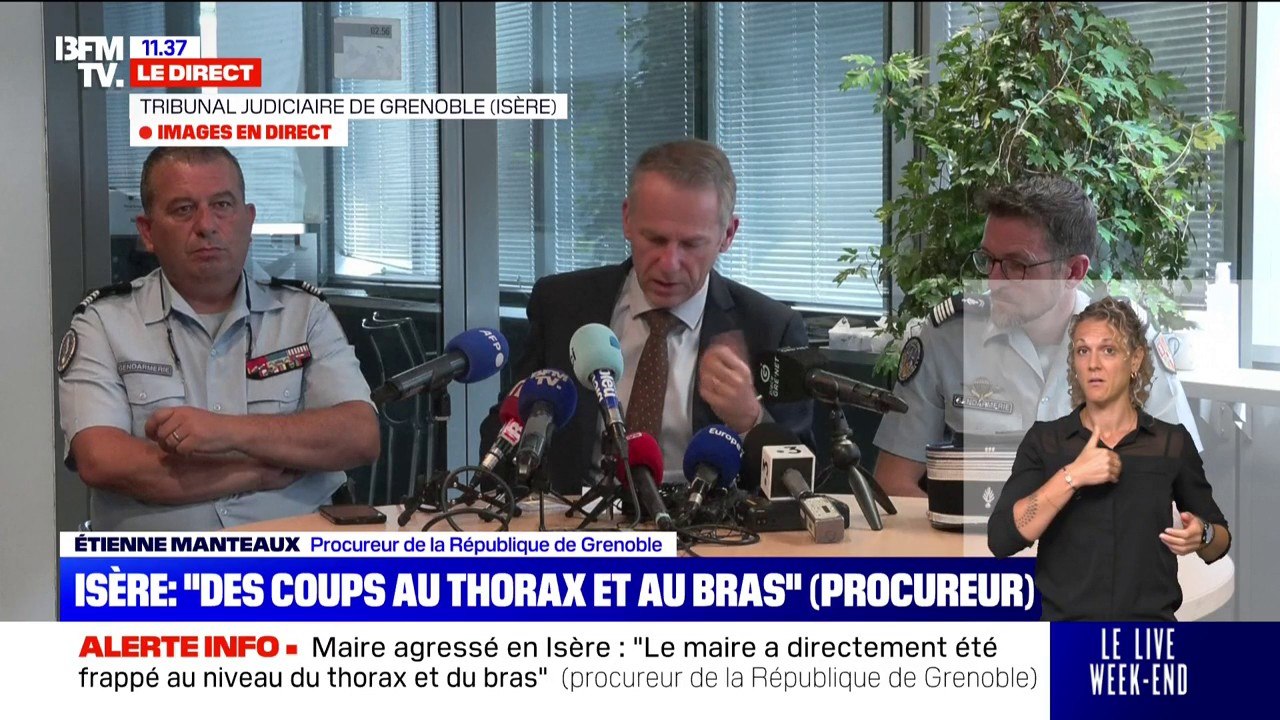 Maire agressé: "Le maire était dans un pronostic vital engagé, le poumon a été perforé", indique Étienne Manteaux, procureur de la République de Grenoble