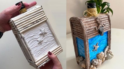 DIY Sea-Themed Bottle Decor with Paper, Clay, and Seashells