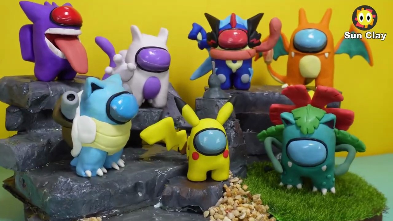 Transforming Pokémon into Among Us Figures： Charizard Venusaur Blastoise Pikachu Gengar Ash Greninj