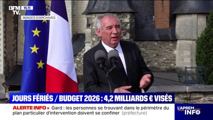 Jours fériés/budget 2026: François Bayrou vise un rendement de 4,2 milliards d'euros