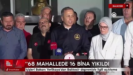 İçişleri Bakanı Yerlikaya'dan Balıkesir depremiyle ilgili açıklama