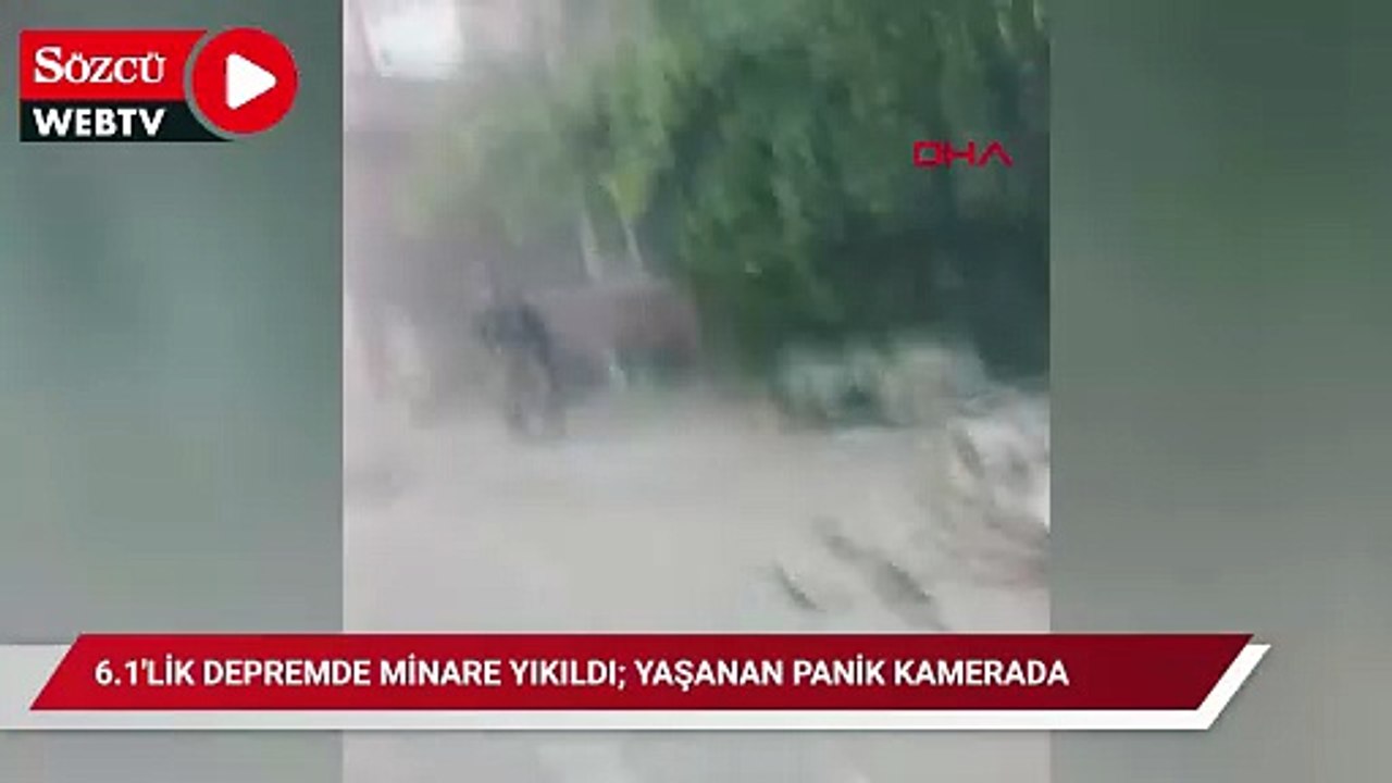 6.1'lik depremde minare yıkıldı; yaşanan panik...