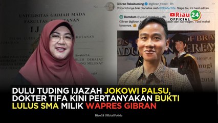 Dulu Tuding Ijazah Jokowi Palsu, Dokter Tifa Kini Pertanyakan Bukti Lulus SMA Milik Wapres Gibran